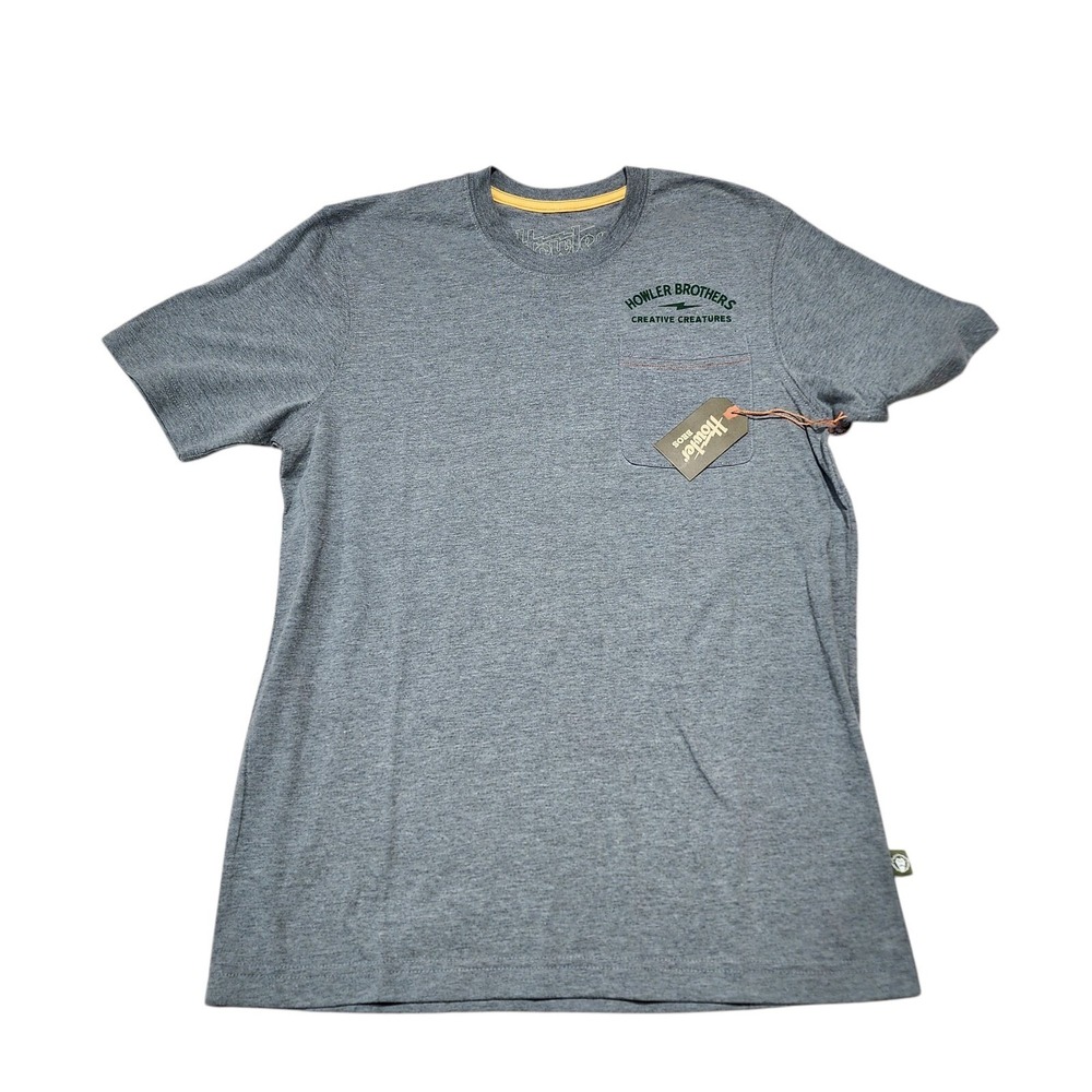 Howler Brothers T-Shirt Men Small‎ Gray Creative Creatures Trout Pocket Tee NWT